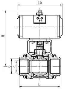 Valva de esfera pneumática fixa de aço inoxidável DN15 - DN50 0
