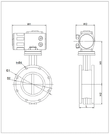 DN40 - DN1000 Actuador Elétrico à Prova de Explosão Tipo de Flange PTFE para válvula de borboleta 1