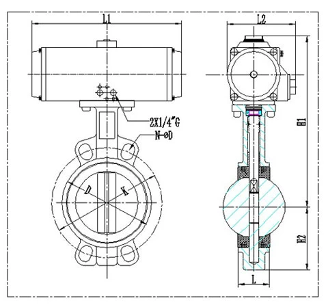 DN300 Pn16 Válvula de borboleta pneumática Válvula de borboleta 1