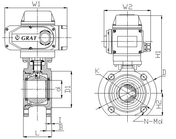 Valva de esferas elétrica de tipo curto de alta temperatura de ligação de flange WCB 1